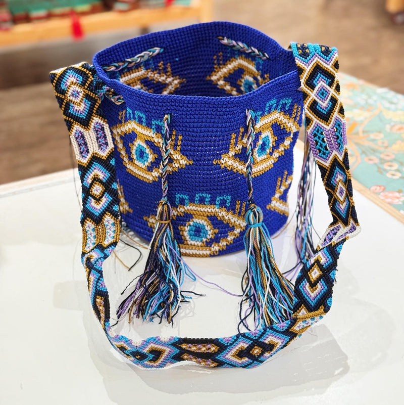 Evil Eye Wayuu Bucket Bag