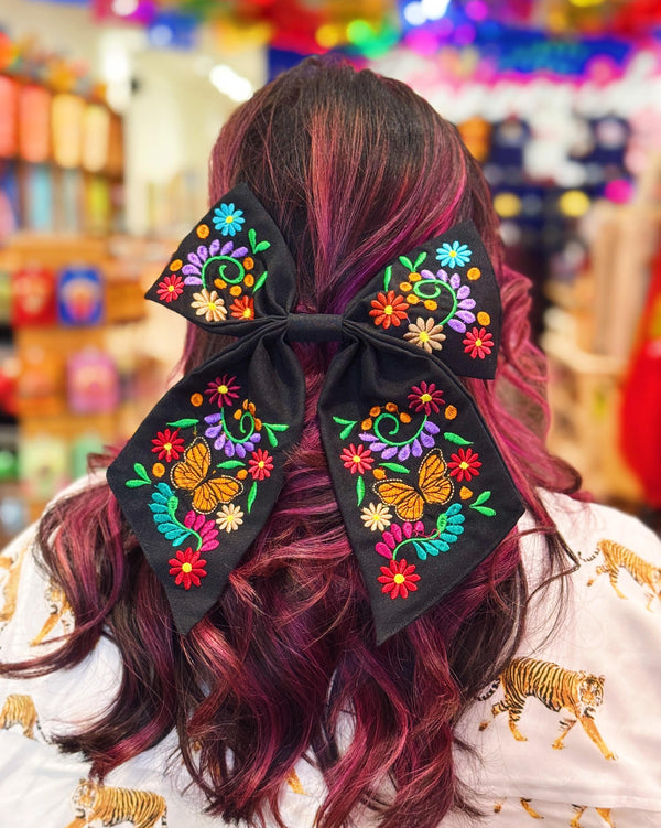 Embroidered Butterfly Hair Bow (Multiple Colors)