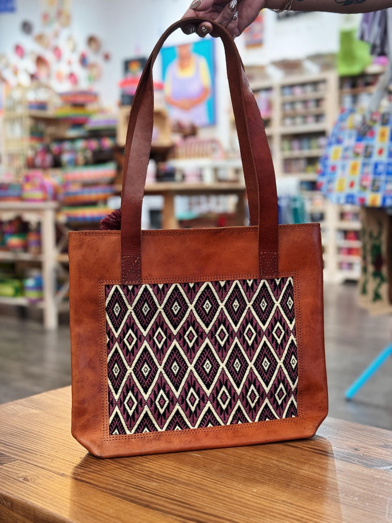 Leather Embroidered Tote