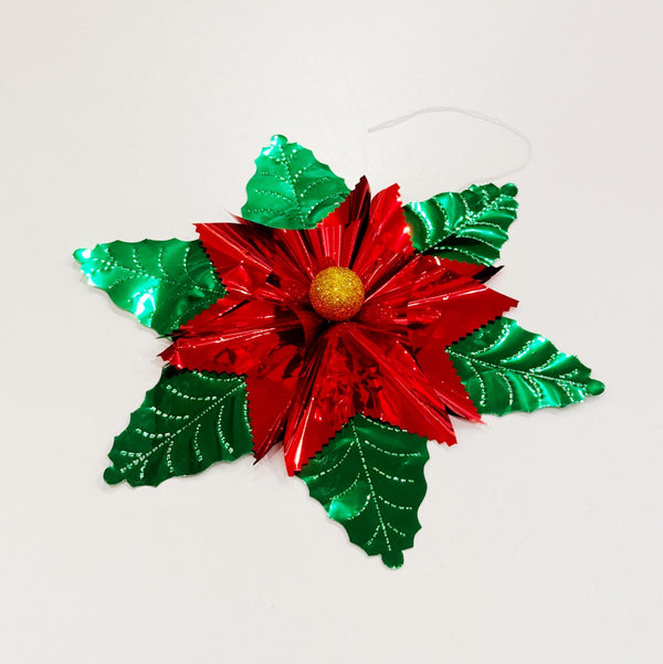 Large Metallic Poinsettia Ornaments