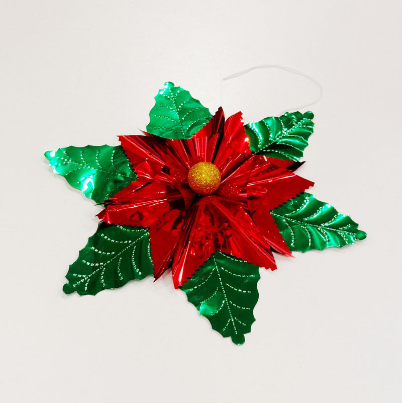 Large Metallic Poinsettia Ornaments