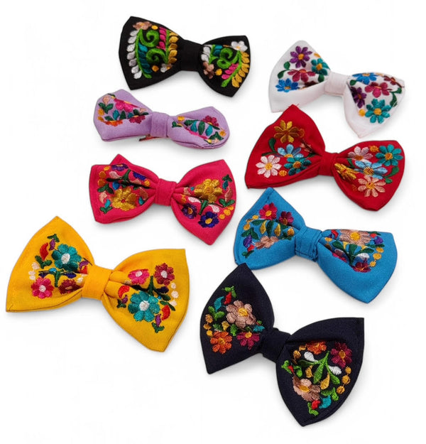 Embroidered Mini Hair Bow