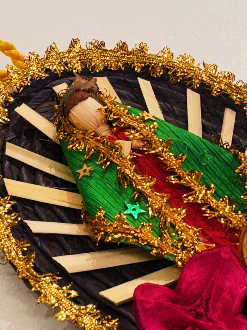 Woven Corn Husk Virgen de Guadalupe