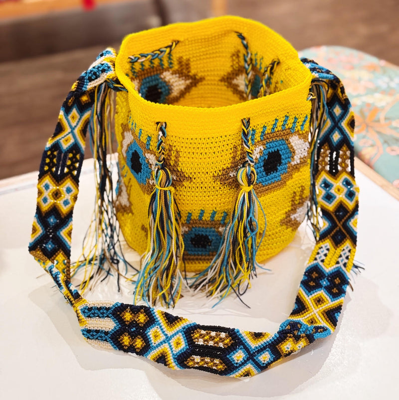 Evil Eye Wayuu Bucket Bag