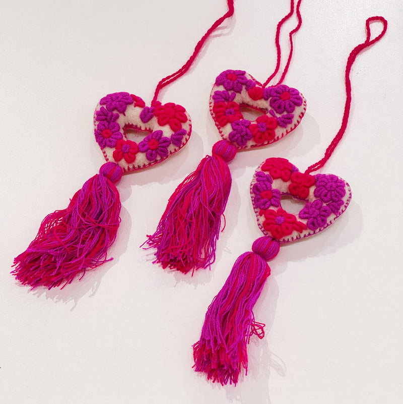 Fuchsia/Red Open Heart Pom