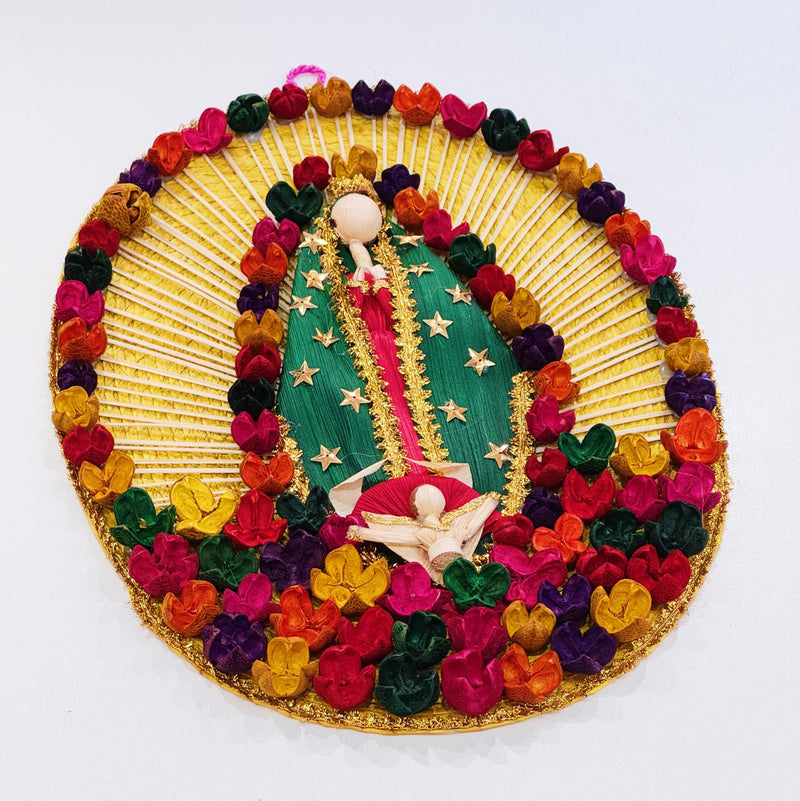 Woven Corn Husk Virgen de Guadalupe