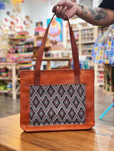 Leather Embroidered Tote