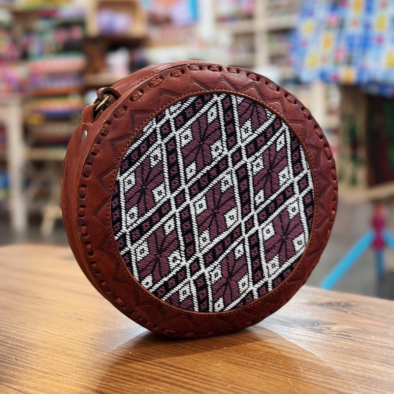 Embroidered Leather Canteen Crossbody