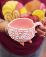 Small Pink and White Heart Talavera Mug