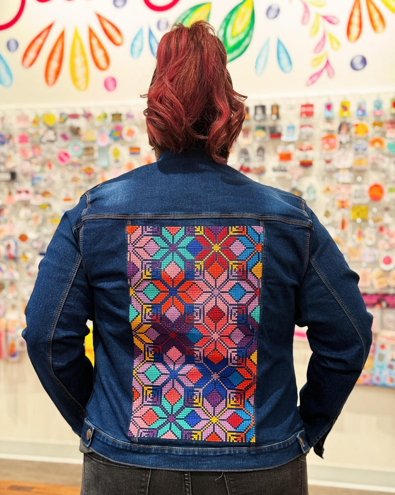 Geo Embroidered Jean Jacket at Sew Bonita in Corpus Christi, TX.