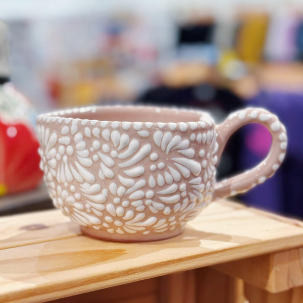 Taupe Heart Shaped Talavera Mug