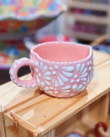 Small Pink and White Heart Talavera Mug