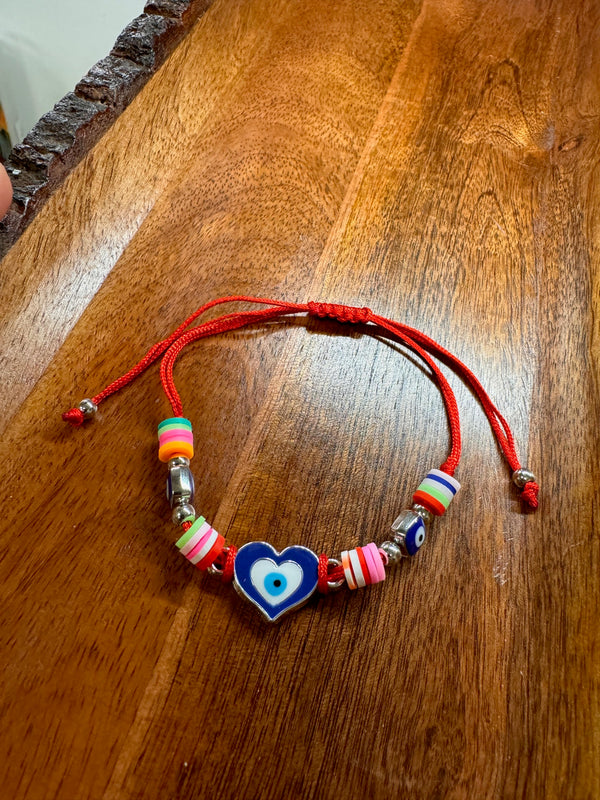 Heart Evil Eye Pull Bracelet