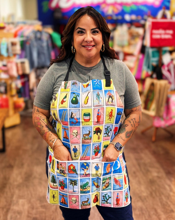 loteria apron from sew bonita in corpus christi on store owner elena flores