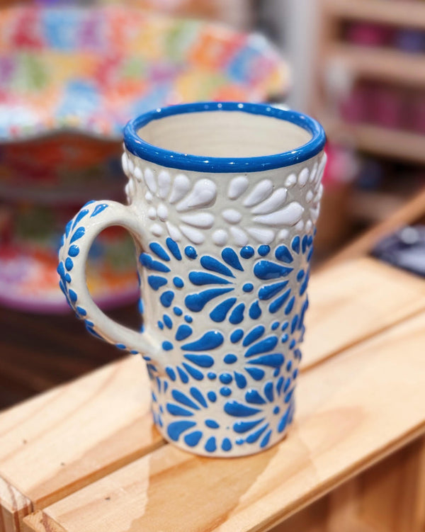 Blue Tall Talavera Mug