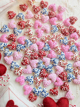 White on Red Talavera Heart Earrings