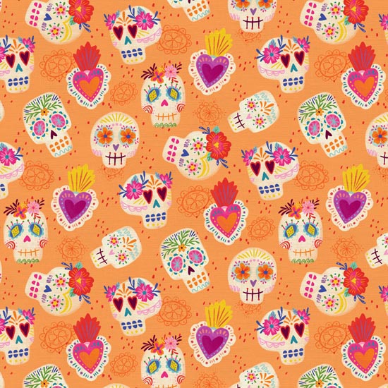 F2004 Dia De Muertos Skulls Orange