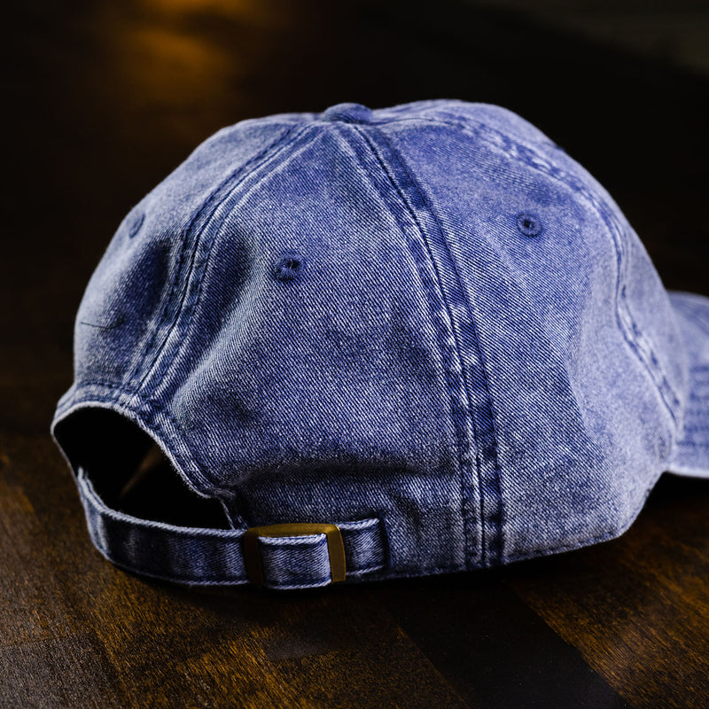 Sew Bonita Corpus Christi hat in denim with yellow stitching